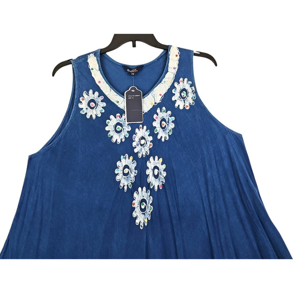 Riviera Sun ~Woman Plus Sizw 2X~ Blue Embroidered Sequin Maxi Flare Dress NWT. - Picture 5 of 15